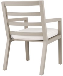 Casa Padrino sedia da pranzo di lusso con braccioli sabbia / bianco 56 x 66,5 x A. 87 cm - Sedia in alluminio resistente alle intemperie con cuscino del sedile - Sedia da Terrazza da Giardino