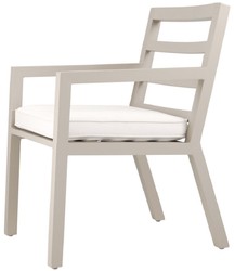 Casa Padrino sedia da pranzo di lusso con braccioli sabbia / bianco 56 x 66,5 x A. 87 cm - Sedia in alluminio resistente alle intemperie con cuscino del sedile - Sedia da Terrazza da Giardino