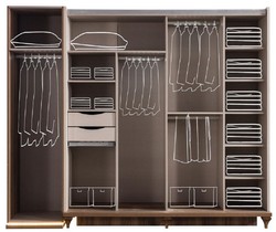 Casa Padrino Luxury Art Deco Bedroom Cabinet White / Brown 261 x 73 x H. 221 cm - Mirrored Solid Wood Wardrobe - Art Deco Bedroom Furniture