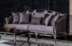 Casa Padrino luxury baroque sofa purple / black / gold - Handmade living room sofa with decorative pillows - Living room furniture in baroque style - Noble & Pompous