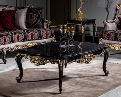 Casa Padrino luxury baroque coffee table black / gold - Handcrafted solid wood living room table - Sumptuous living room furniture in baroque style