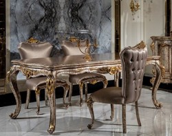 Casa Padrino set da pranzo barocco di lusso argento / argento antico / marrone / oro - 1 Tavolo da Pranzo e 6 Sedie da Pranzo - Mobili da sala da pranzo barocchi - Nobile e Magnifico