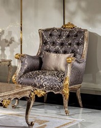 Casa Padrino sillón de salón barroco de lujo púrpura / plata / plata antiguo / marrón / oro - Sillón de estilo barroco hecho a mano con patrón elegante y cojín decorativo - Muebles de salón barrocos
