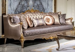Casa Padrino conjunto de sala de estar barroco de lujo plata / púrpura / plata antigua / marrón / oro - 2 Sofás y 2 Sillones y 1 Mesa de Centro - Muebles de sala magnífica en estilo barroco
