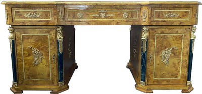 Casa Padrino baroque solid wood desk natural / black / brass Casa Padrino baroque solid wood desk natural / black / brass