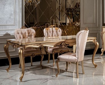 Casa Padrino ensemble de salle à manger baroque de luxe blanc / rose / or - 1 Table à Manger et 6 Chaises de Salle à Manger - Mobilier de salle à manger de style baroque nobles