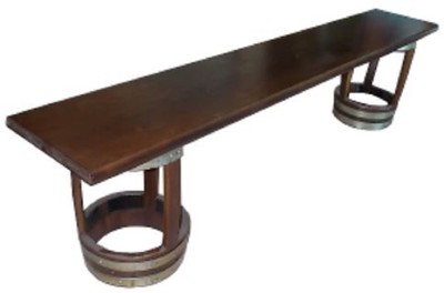 Casa Padrino luxury barrel bench dark brown / silver 200 x 34 x H. 49 cm - Handmade solid wood bench - Garden Terraces Gastronomy Furniture