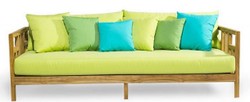 Casa Padrino sofá de jardín de lujo de madera maciza natural / verde claro 220 x 94 x A. 65 cm - Sofá de teca resistente a la intemperie con almohadas - Muebles de Jardín y Terraza - Calidad de Lujo
