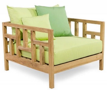 Luxus Massivholz Teakholz Garten Terrassen Hotel Sessel Naturfarben Hellgrün Luxury Solid Wood Garden Terraces Hotel Armchair Natural Light Green