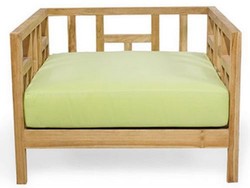 Casa Padrino sillón de jardín de lujo de madera maciza natural / verde claro 94 x 94 x A. 65 cm - Sillón de teca resistente a la intemperie con cojines - Muebles de Jardín y Terraza - Calidad de Lujo