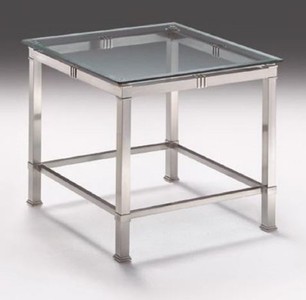 Casa Padrino luxury side table silver 60 x 60 x H. 48 cm - Square brass table with glass top - Luxury living room furniture