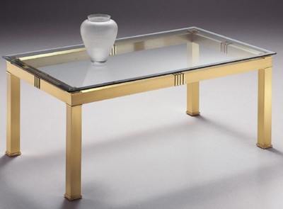 Casa Padrino luxury coffee table brass 120 x 70 x H. 48 cm - Rectangular brass living room table with glass top - Living room furniture - Luxury Quality