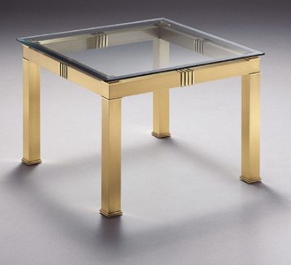 Casa Padrino luxury side table brass 70 x 70 x H. 48 cm - Square brass table with glass top - Luxury living room furniture