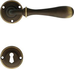 Casa Padrino Ensemble de poignée de porte baroque de style français antique (poignée avec rosace) - Boutons de porte en laiton - Fabriqué en Italie Casa Padrino Ensemble de poignée de porte baroque de style français antique (poignée avec rosace) - Boutons de porte en laiton - Fabriqué en Italie
