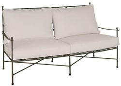 Casa Padrino sofá Art Nouveau de lujo marrón / blanco 162 x 87 x A. 102 cm - Sofá de hierro forjado forjado a mano con cojines - Sofá de Salón - Sofá de Jardín - Sofá de Patio - Calidad de Lujo