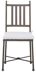 Casa Padrino silla de jardín Art Nouveau de lujo con cojin de asiento marrón / blanco 42 x 45 x A. 103 cm - Silla de comedor forjada a mano - Muebles de Comedor de Jardín de Patio