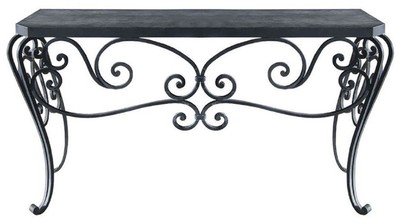 Luxus Jugendstil Schmiedeeisen Konsole Schwarz Luxury Art Nouveau Wrought Iron Console Black