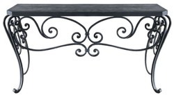 Casa Padrino luxury Art Nouveau console black 156 x 50 x H. 87 cm - Handcrafted wrought iron console table with metal tabletop - Living Room Garden Patio Furniture