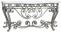 Luxus Jugendstil Schmiedeeisen Konsole Silber Weiß Luxury Art Nouveau Wrought Iron Console Silver White