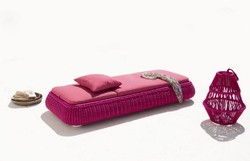 Casa Padrino tumbona de jardín de lujo púrpura 205 x 87 x A. 27 cm - Tumbona resistente a la intemperie tejida a mano - Tumbona moderna - Muebles de Jardín de Hotel