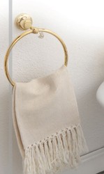 Toallero de lujo / anillo de toalla con cristal Swarovski dorado 20,2 x 9,3 x H. 22 cm - Accesorios de baño de lujo - Made in Italy