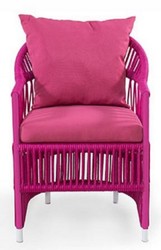 Casa Padrino chaise de jardin de luxe avec accoudoirs violet 56 x 56 x H. 82 cm - Chaise de salle à manger résistante aux intempéries tissée à la main - Meubles chaise de jardin - Qualité de Luxe