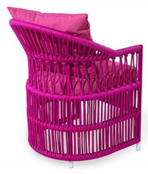 Casa Padrino chaise de jardin de luxe avec accoudoirs violet 56 x 56 x H. 82 cm - Chaise de salle à manger résistante aux intempéries tissée à la main - Meubles chaise de jardin - Qualité de Luxe