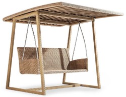 Casa Padrino altalena da giardino di lusso naturale 226 x 190 x A. 181 cm - Altalena Hollywood resistente alle intemperie con tettoia parasole - Mobili da giardino - Mobili da giardino