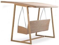 Casa Padrino altalena da giardino di lusso naturale 226 x 190 x A. 181 cm - Altalena Hollywood resistente alle intemperie con tettoia parasole - Mobili da giardino - Mobili da giardino