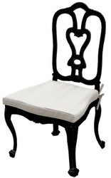 Casa Padrino sedia da giardino Art Nouveau di lusso con cuscino di seduta nero / grigio chiaro 56 x 59 x A. 100 cm - Sedia per sala da pranzo forgiata a mano - Mobili da Giardino e Terrazzo