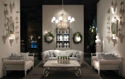 Casa Padrino canapé baroque de luxe blanc / bleu clair 220 x 100 x H. 80 cm - Canapé en fer forgé forgé à la main avec coussins - Canapé de Salon - Canapé de Jardin - Canapé de Patio - Mobilier Baroque