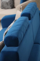 Casa Padrino sofá de salón de lujo con respaldo ajustable azul / marrón / plata 225 x 95 x A. 89 cm - Muebles de salón de lujo
