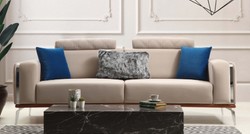 Casa Padrino canapé de salon de luxe avec dossier réglable beige / marron / argent 225 x 95 x H. 89 cm - Meubles de salon de luxe