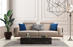 Casa Padrino canapé de salon de luxe avec dossier réglable beige / marron / argent 225 x 95 x H. 89 cm - Meubles de salon de luxe