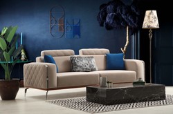 Casa Padrino canapé de salon de luxe avec dossier réglable beige / marron / argent 225 x 95 x H. 89 cm - Meubles de salon de luxe