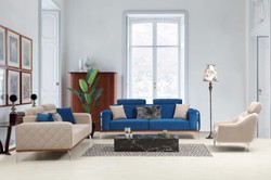 Casa Padrino canapé de salon de luxe avec dossier réglable beige / marron / argent 225 x 95 x H. 89 cm - Meubles de salon de luxe