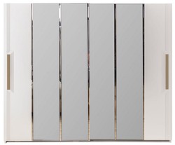 Casa Padrino luxury bedroom cabinet white / gold 260 x 70 x H. 220 cm - Mirrored solid wood wardrobe with 2 sliding doors - Luxury bedroom furniture
