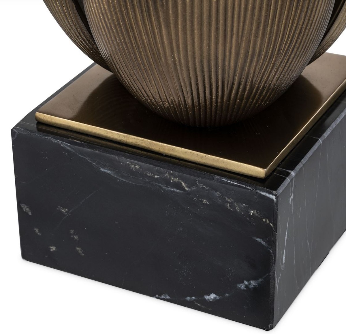 Casa Padrino lámpara de mesa de lujo latón vintage / negro 22,5 x 21 x A. 51,5 cm - Elegante lámpara de escritorio con base de mármol - Calidad de Lujo