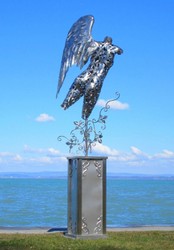 Luxus Garten Hotel Deko Edelstahl Skulptur Figur Engel Silber Luxury Garden Hotel Decoration Stainless Steel Sculpture Figure Angel Silver 