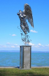 Luxus Garten Hotel Deko Edelstahl Skulptur Figur Engel Silber Luxury Garden Hotel Decoration Stainless Steel Sculpture Figure Angel Silver 