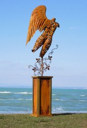 Luxus Garten Hotel Deko Stahl Skulptur Figur Engel Rostfarben Luxury Garden Hotel Decoration Steel Sculpture Figure Angel Rust