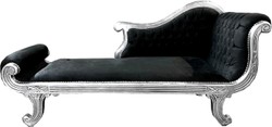 Casa Padrino chaise longue baroque modèle XXL noir / argent - style ancien - meubles de salon chaise longue