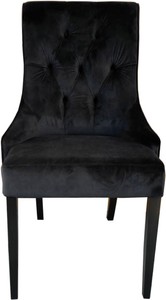 Sedia per sala da pranzo di lusso Casa Padrino nera / nera senza braccioli - Neoclassica Sedia per sala da pranzo di lusso Casa Padrino nera / nera senza braccioli - Neoclassica