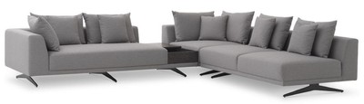 Casa Padrino luxury corner sofa gray / black 340 x 292 x H. 64 cm - Noble living room sofa with pillows - Luxury Furniture - Luxury Quality