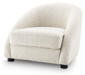 Casa Padrino luxury armchair cream / black 88 x 80 x H. 65 cm - Living Room Armchair - Luxury Living Room Furniture