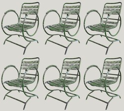 Jugendstil Schmiedeeisen Gartenstuhl Set Antik Grün Art Nouveau Wrought Iron Garden Chair Set Antique Green