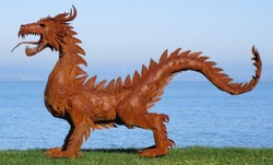 Luxus Garten Hotel Deko Stahl Skulptur Figur Drache Rostfarben Luxury Garden Hotel Decoration Steel Sculpture Figure Dragon Rust