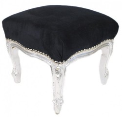 Casa Padrino baroque escabeau noir / argent - Tabouret Mobilier Casa Padrino baroque escabeau noir / argent - Tabouret Mobilier