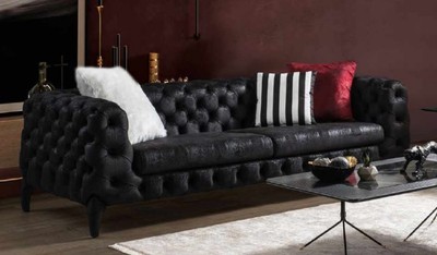 Luxus Chesterfield Wohnzimmer Sofa Schwarz Luxury Chesterfield Living Room Sofa Black