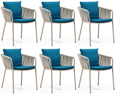 Modernes Luxus Gartenstuhl Set Blau Grau Beige Modern Luxury Garden Chair Set Blue Gray Beige
